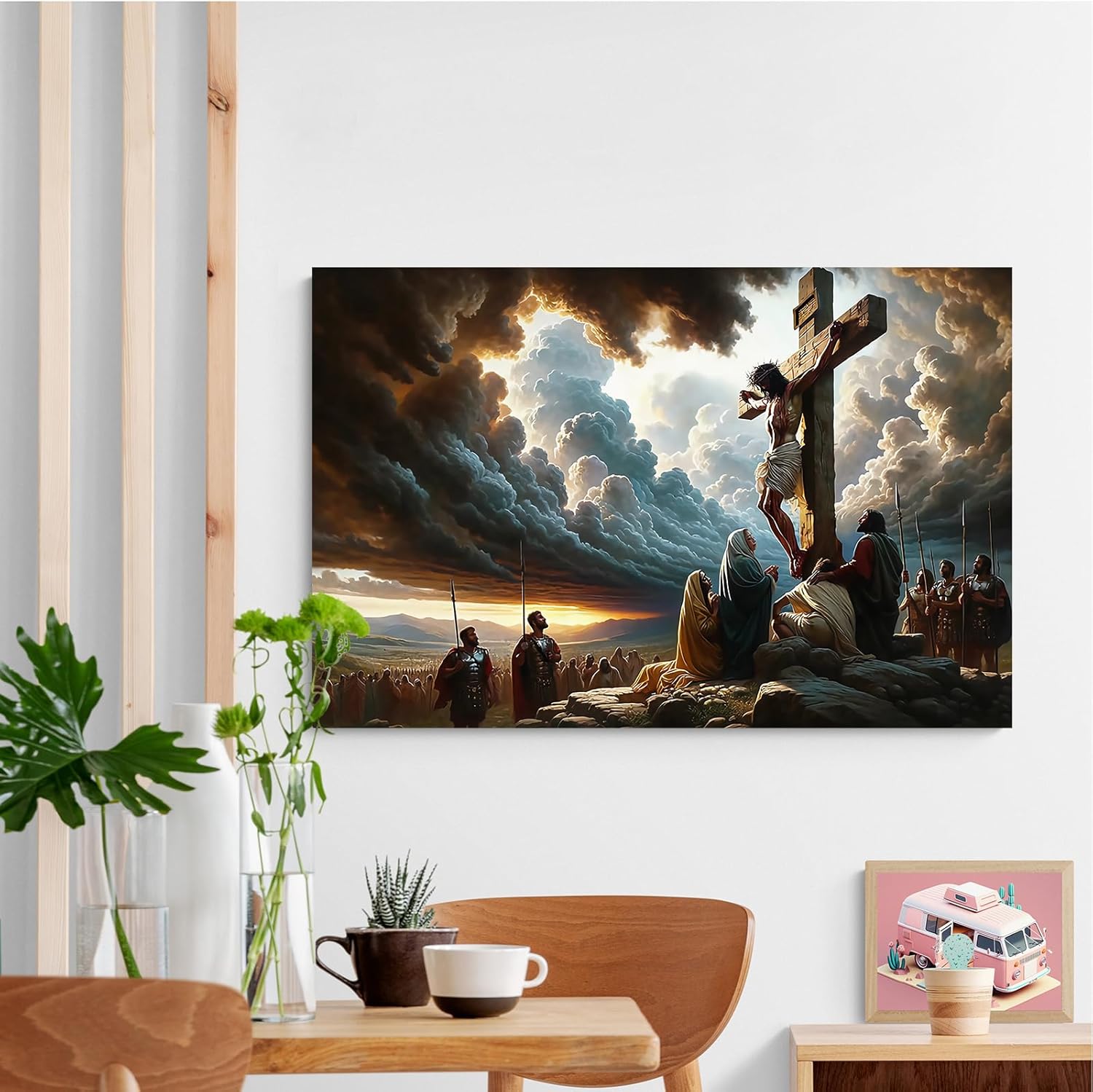 XWNLTEPK Christian Art Crucifixion Print Jesus on the Cross Art Wall Jesus Picture Modern Home Decor Canvas Wall Art Poster