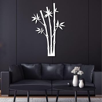Trpiox Bamboo Trees Metal Wall Decor,Bamboo Metal Wall Art,Tree Wall Decor for Living Room, Bedroom, Bathroom,OfficeWhite,19x12inch/47x30cm