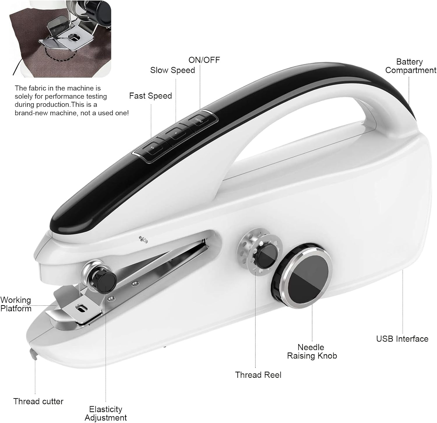 Handheld Sewing Machine for Beginners, Portable Mini Sewing Machine with 2 Speed Modes, Fast Stitch for Clothes, Fabrics, Home DIY Projects Gifts for Mom Birthday, Valentine's Day, Christmas