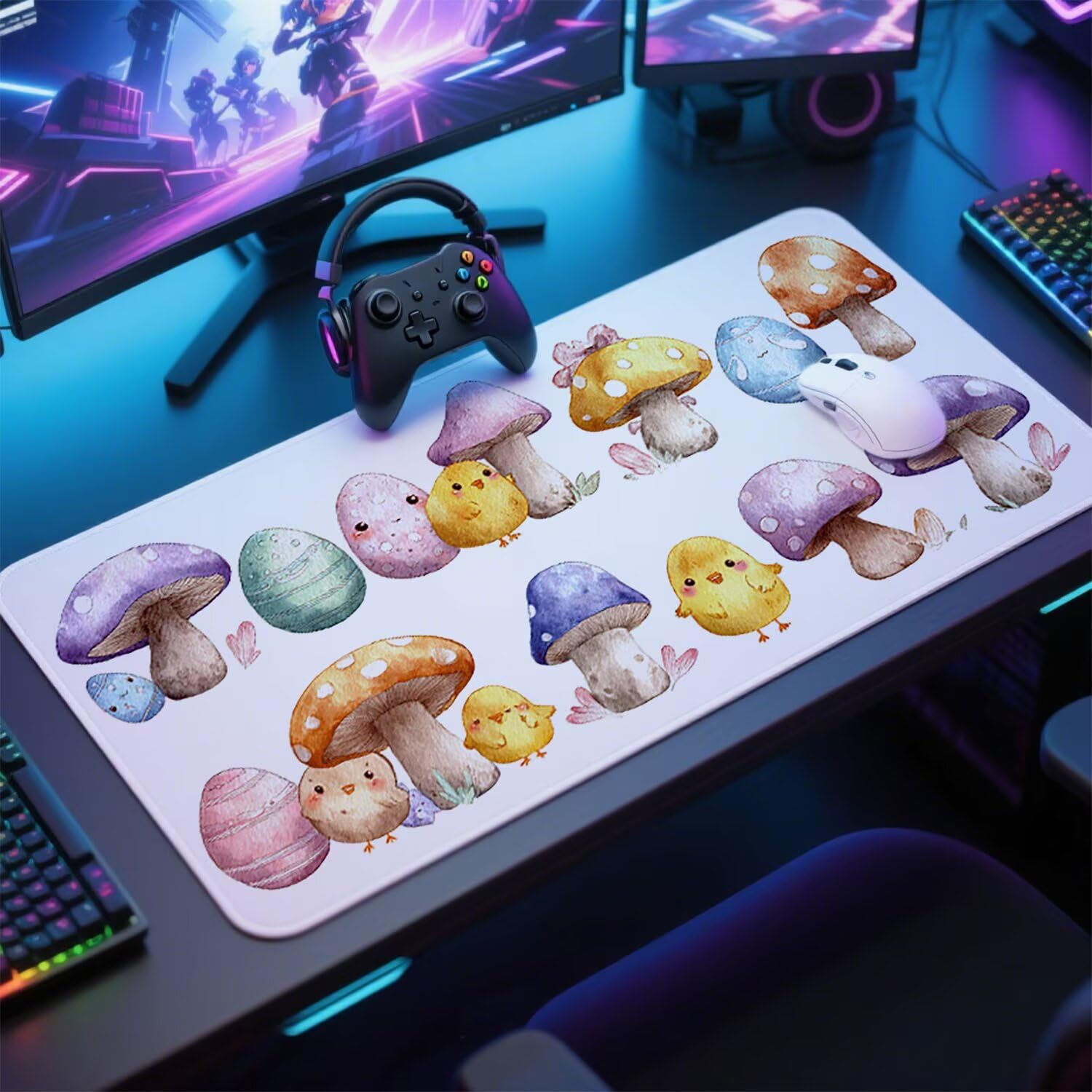 Kolorowa podkładka pod mysz podkładka pod mysz do gier XXL 1400 x 600 x 3 mm podkładka pod mysz gumowa podkładka grzybkowa duża podkładka pod rękę dla graczy akcesoria PC antypoślizgowe i wodoodporne