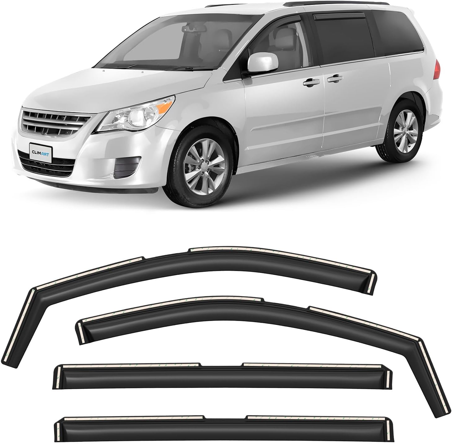 CLIM ART in-Channel Incredibly Durable Rain Guards for Volkswagen (VW) Jetta 2019-2026, Original Window Deflectors, Vent Window Visors, Vent Deflector, 4 pcs. - 619417
