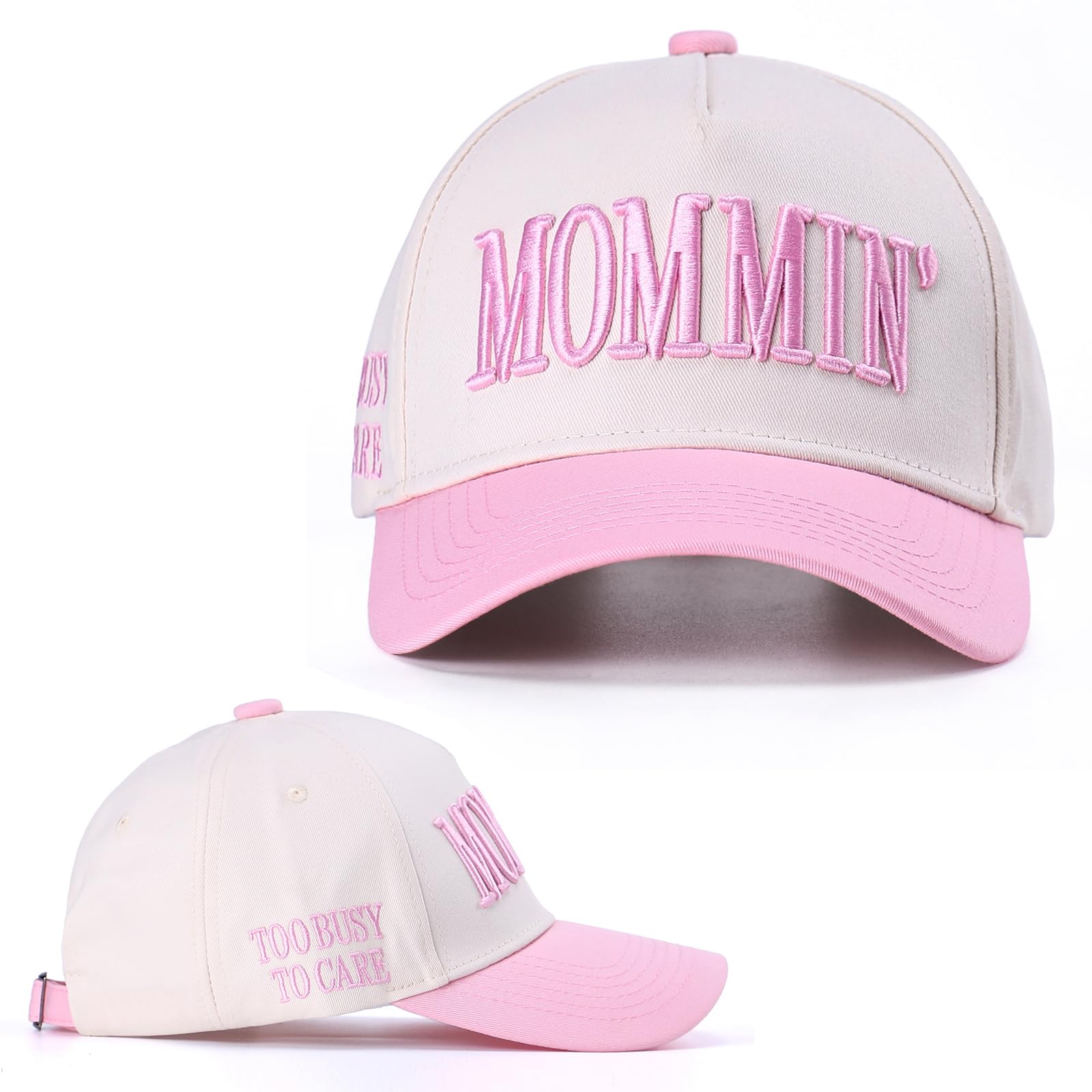 Vintage Two-Tone Trucker Hat Adjustable Baseball Cap with Mommin Embroidery Ponytail Fit Unisex Outdoor Casual Headwear
