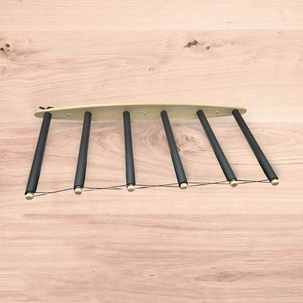 Soporte vertical para tabla de surf - Madera dura duradera con alfombra de goma, 6 brazos (5 a 6 tablas), soporte de surf para pared, almacenamiento de tablas de surf, wakeboard, tabla de