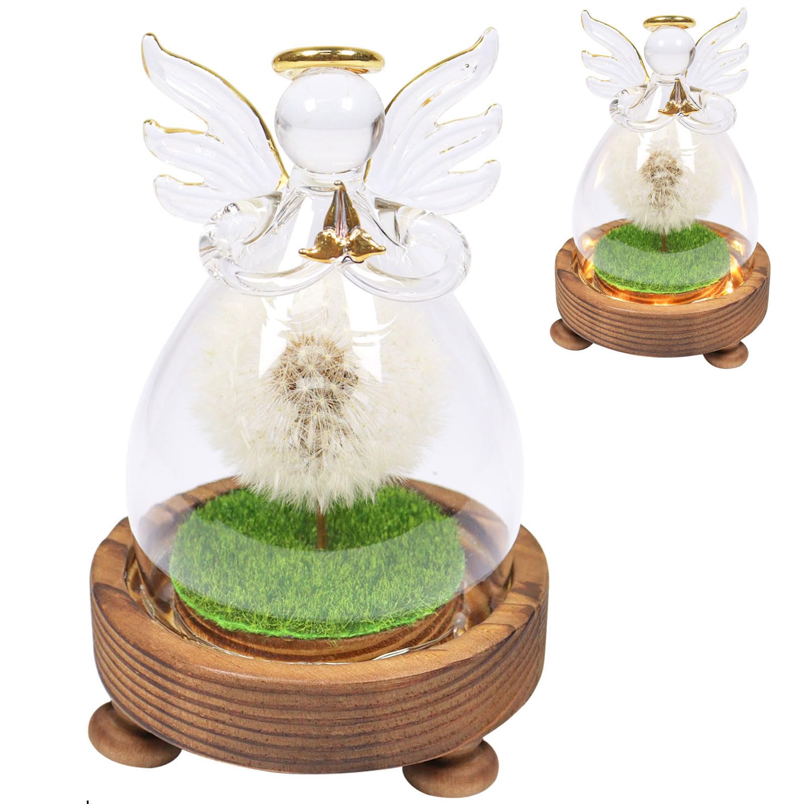 Qunkun Dandelion in Glass, Wish Filler LED Decoration, Gifts for Women