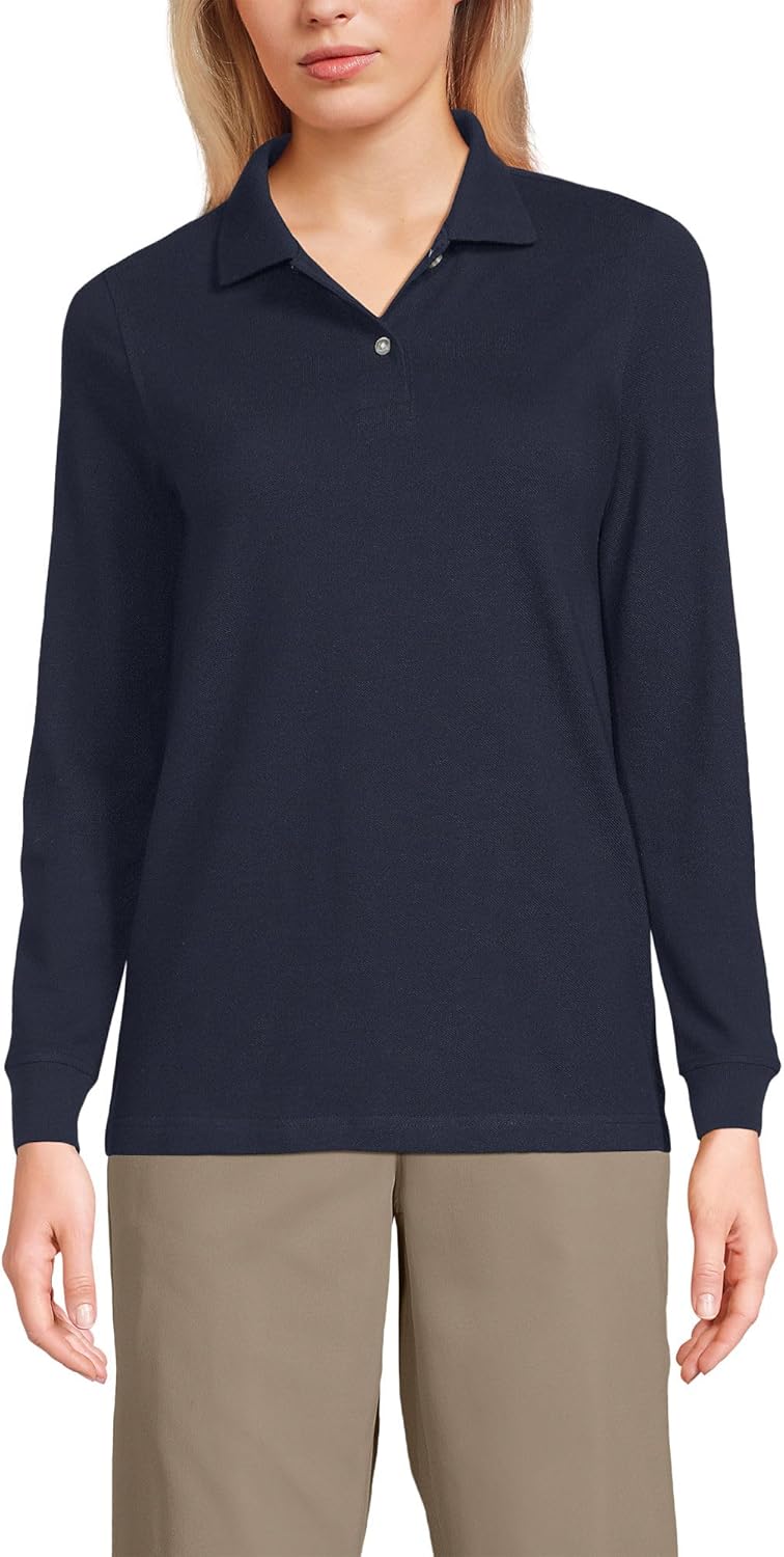 Lands' End School Uniform Young Women's Long Sleeve Mesh Polo Shirt