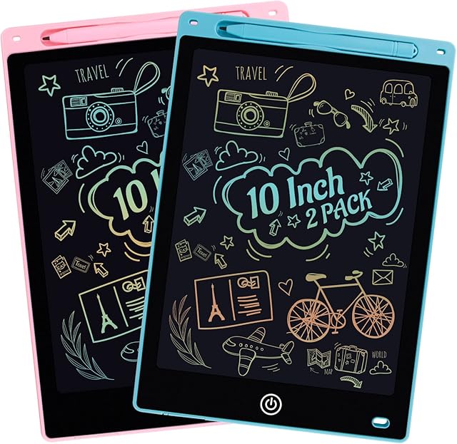 2 Pack LCD Writing Tablet Kids, 10 Inch Colorful Screen Doodle Pad Erasable Drawing Tablet for Kids, Learning Educational Toy, Gifts for Girls Boys