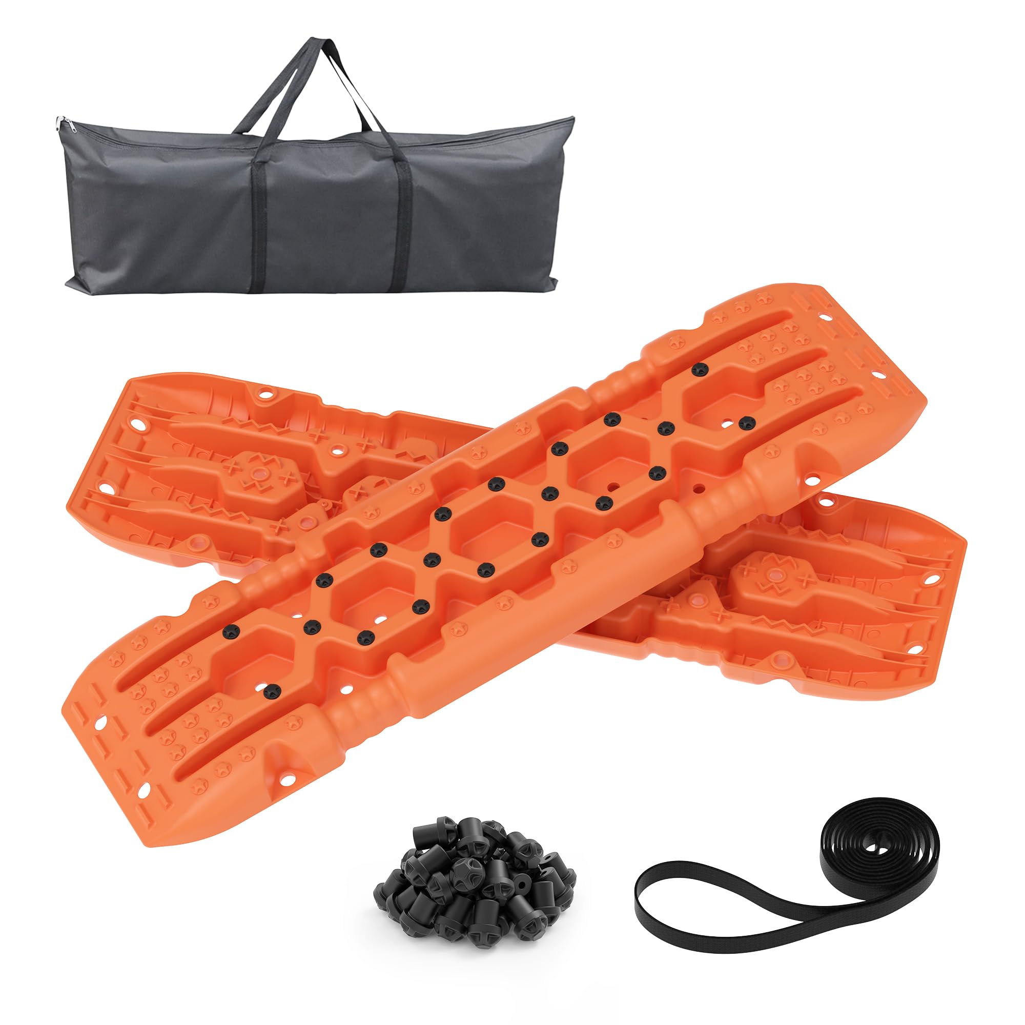 Heavy-Duty 41" Off-Road Traction Boards with Jack Base &amp; Storage Bag - Recovery Boards Perfect for Sand, Mud, and Snow, 2pcs