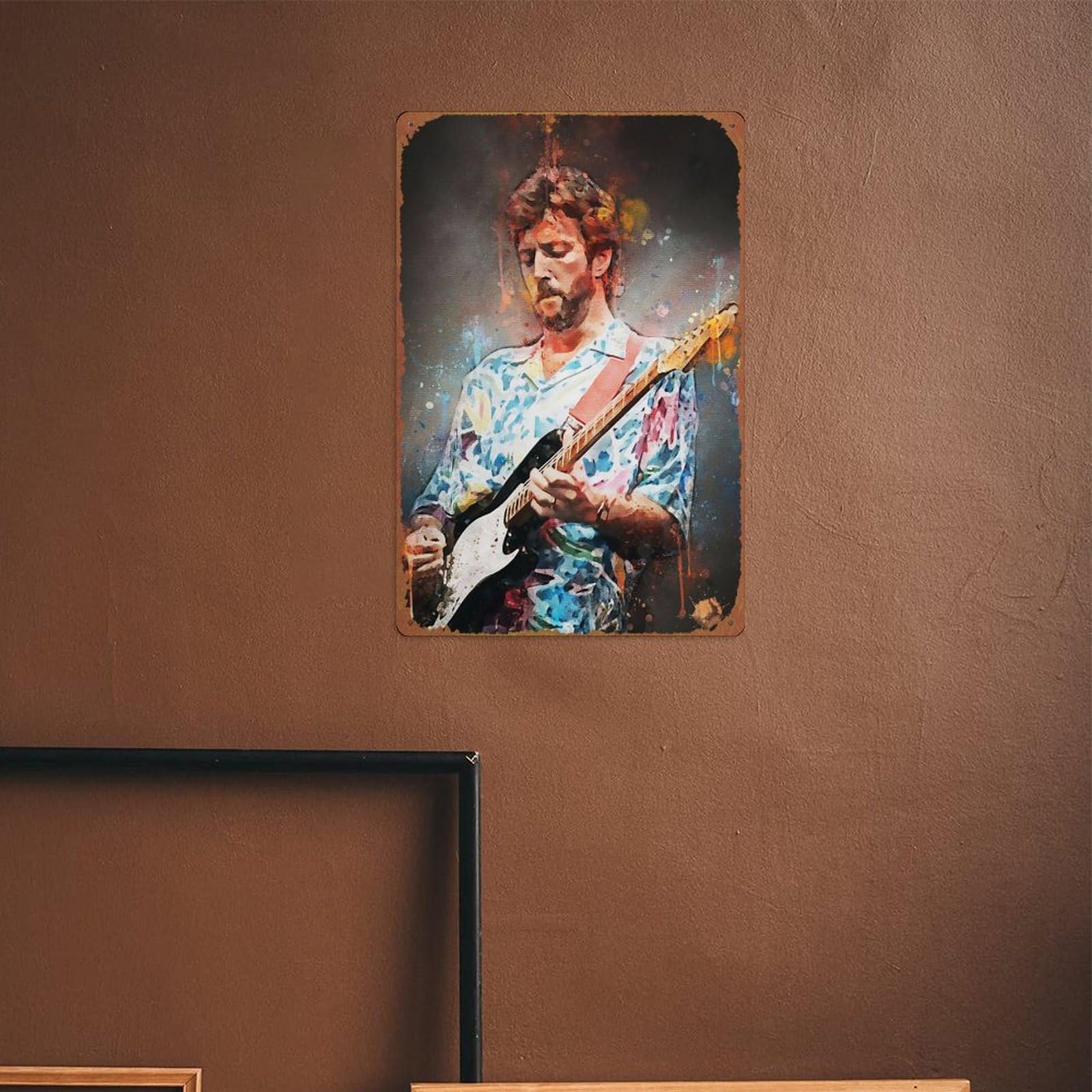 Póster De Metal Con Diseño De Guitarrista Legendario Eric Clapton CBE De 8 X 12 Pulgadas, Decoración De Pared Retro Vintage