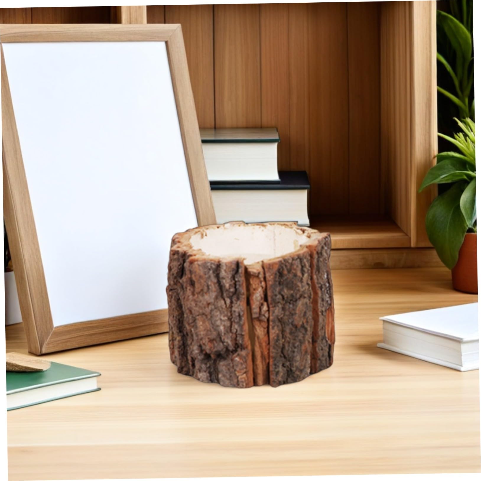 5pezzi Portapenne in Legno da Organizzatore per Scrivania Stile Rattan Contenitore per Penne e Cancelleria Decorativo per Ufficio e Casa
