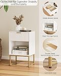 Fluted Nightstand, Modern Night Stand Boho Bedside Table with Storage Drawer, Side Table for Bedroom, Living Room, Office, White