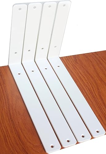 Miniatura 95 de Paquete de 12 soportes de hierro en L, negro, 12 pulgadas de largo x 8 pulgadas de alto x 1.5 pulgadas de ancho, 13/64 pulgadas de grosor, para