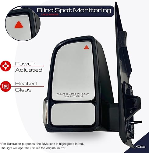 Miniatura 3 de Spieg Reemplazo del espejo lateral del conductor para Freightliner Mercedes Sprinter 2019-2021 con calefacción eléctrica con monitoreo de punto