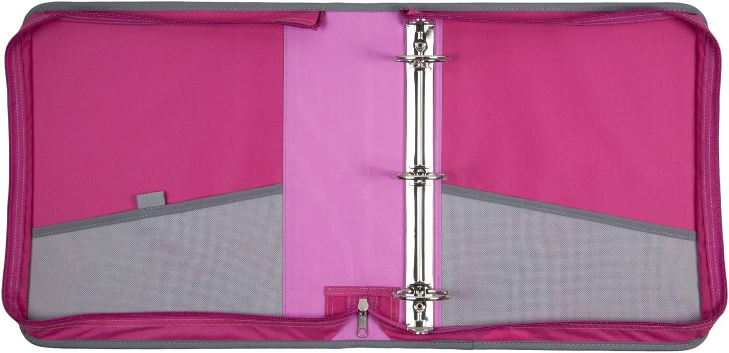 Mead 2 Inch Zipper Binder with Handle, Includes Interior and Exterior Pockets, Pink (72761)