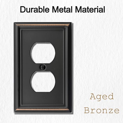 Vista 66 de Luca - Placa de pared de metal para interruptor de luz de palanca, 2 unidades de bronce envejecido de 3 bandas, cubierta decorativa para interruptor