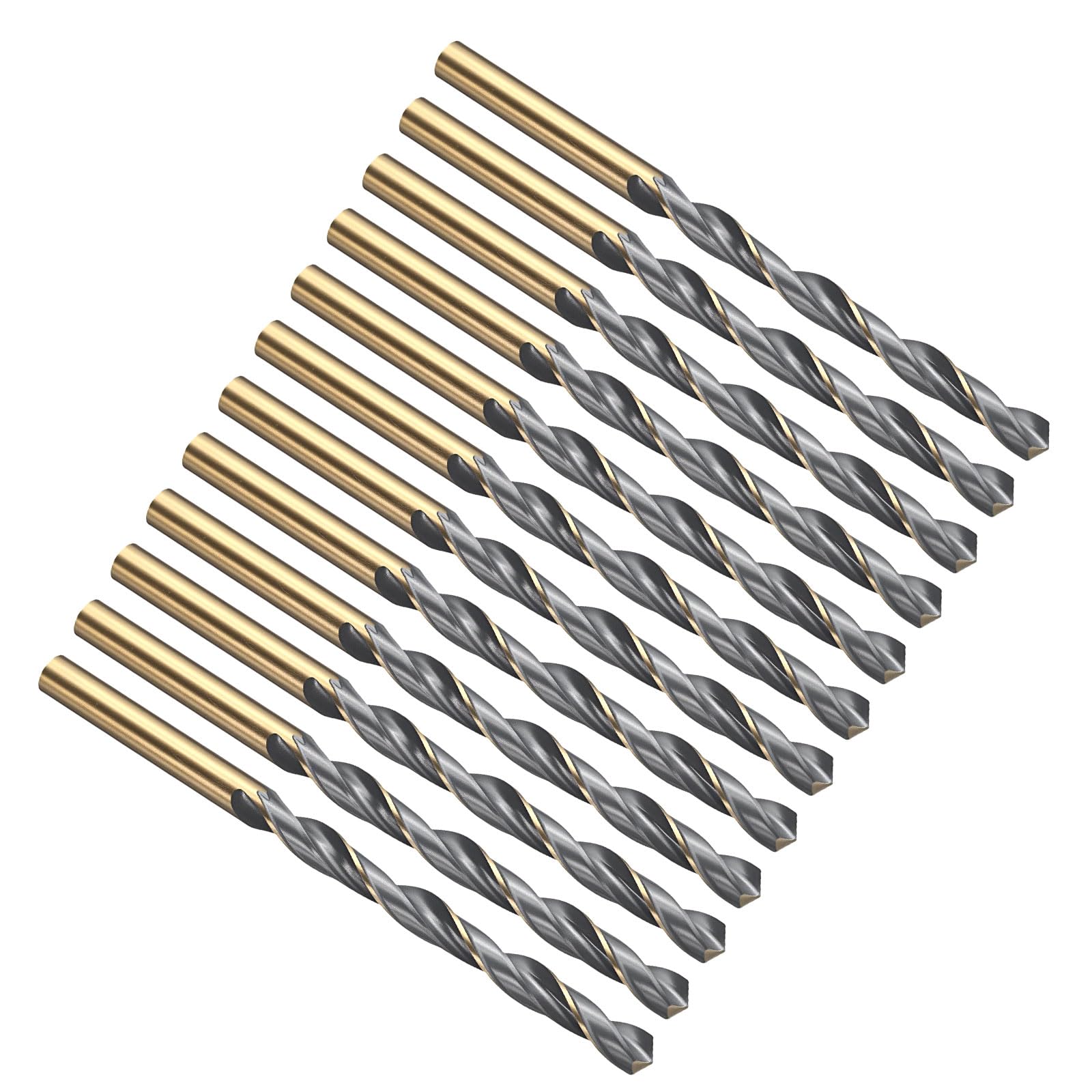 PATIKIL 6mm Drill Bit, Jobber Straight Shank 4341 High-Speed Steel 118° Black and Gold Finish for Medium-hard Metal Steel Acrylic - 12 Pack
