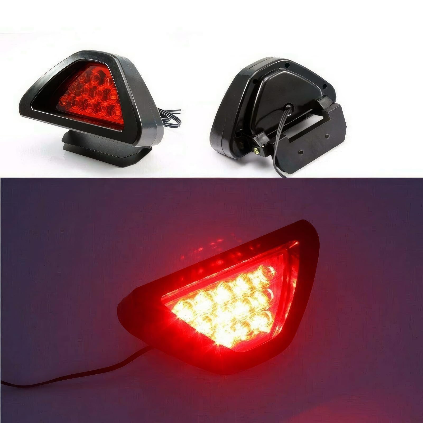 Riloer Luce freno posteriore auto, 12V Universale 12 LED Terza luce stop, Luce stroboscopica Fendinebbia, Luce rossa e guscio rosso