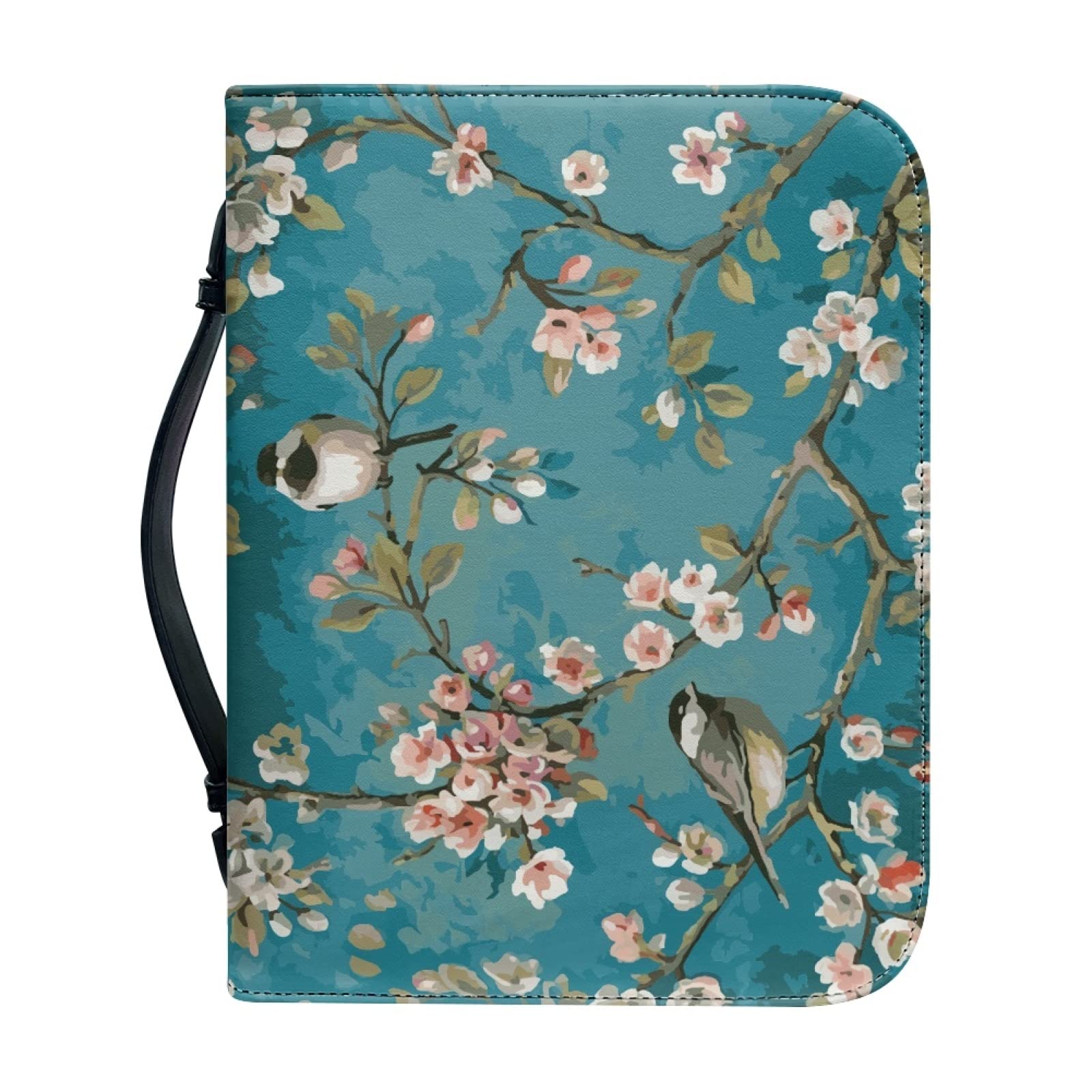 Kuiaobaty PU Leather Carrying Book Case, Birds Floral Bible Cover with Handle,Christian Art Gifts for Mother,Father,Wife,Kids — image 1