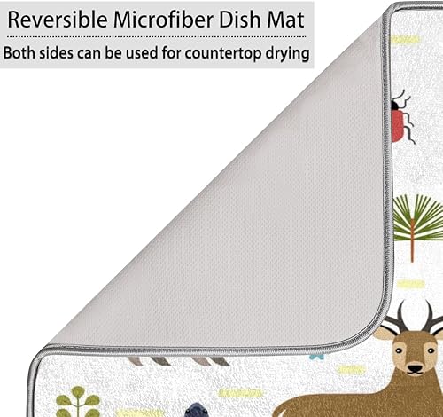 Miniatura 5 de Animals Deer Bear Dish Drying Mat 16x18 Inch Absorbent Reversible Microfiber Dish for Kitchen Coffee Bar Countertop