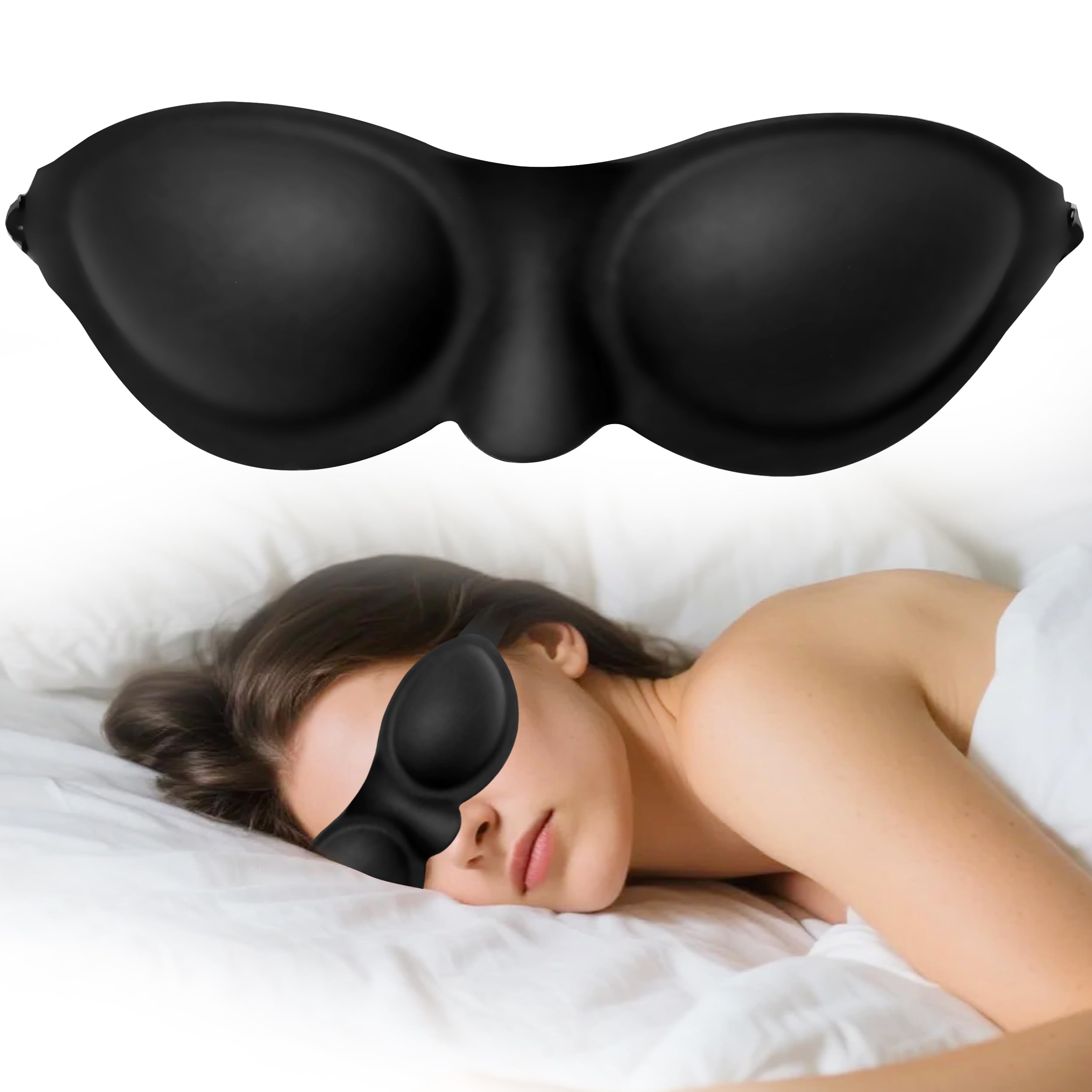 Moisture Chamber Sleep Mask for Dry Eyes – Washable Reusable Silicone Goggles with Adjustable Strap, Lightweight & Comfortable for Night Use, Helps