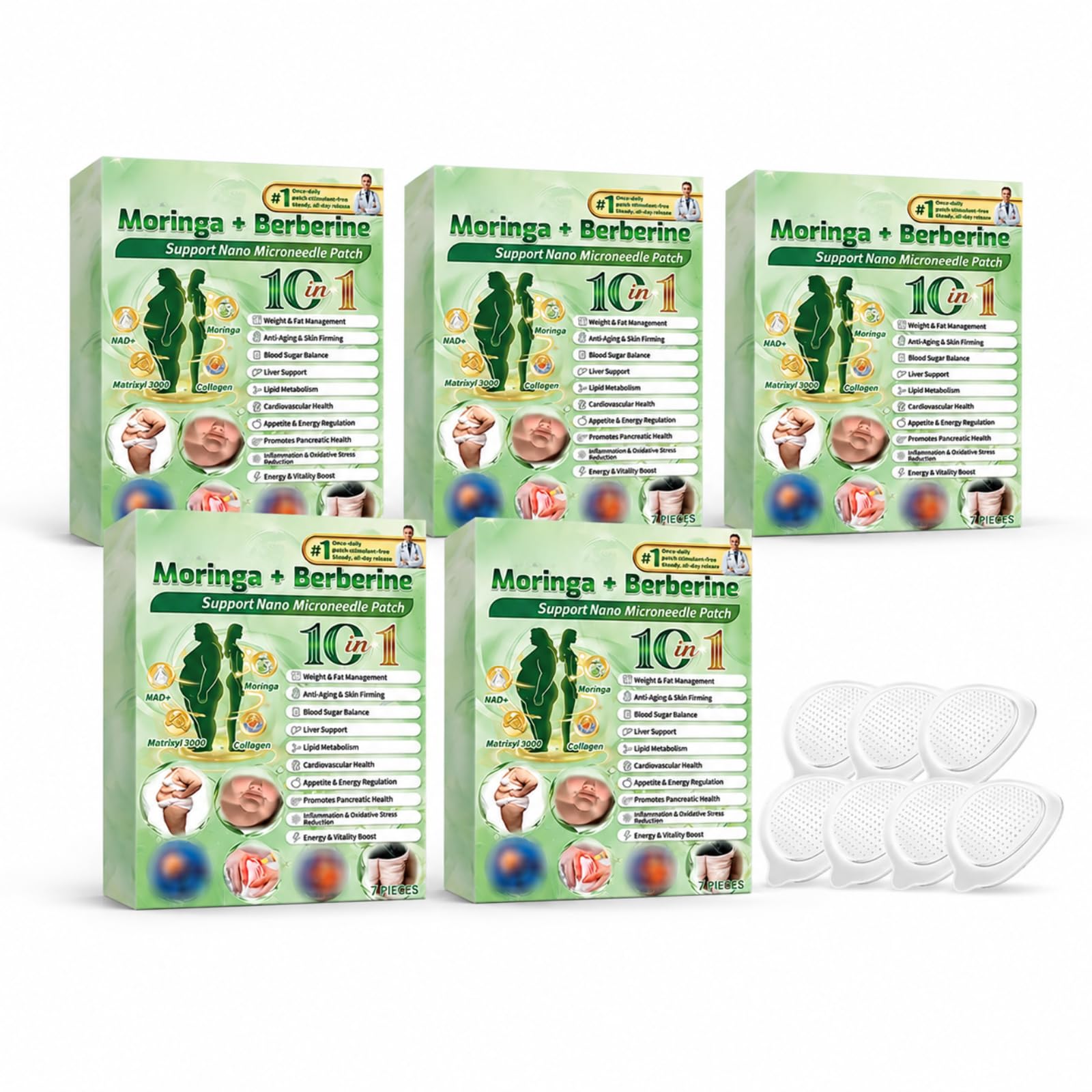 Moringa x Berberine Paratch, Nano Microneedle Slimming Paratch, Soft & Effective, Invisible Under Clothes, for Men & Women,Natural Ingredients, Easy to Apply