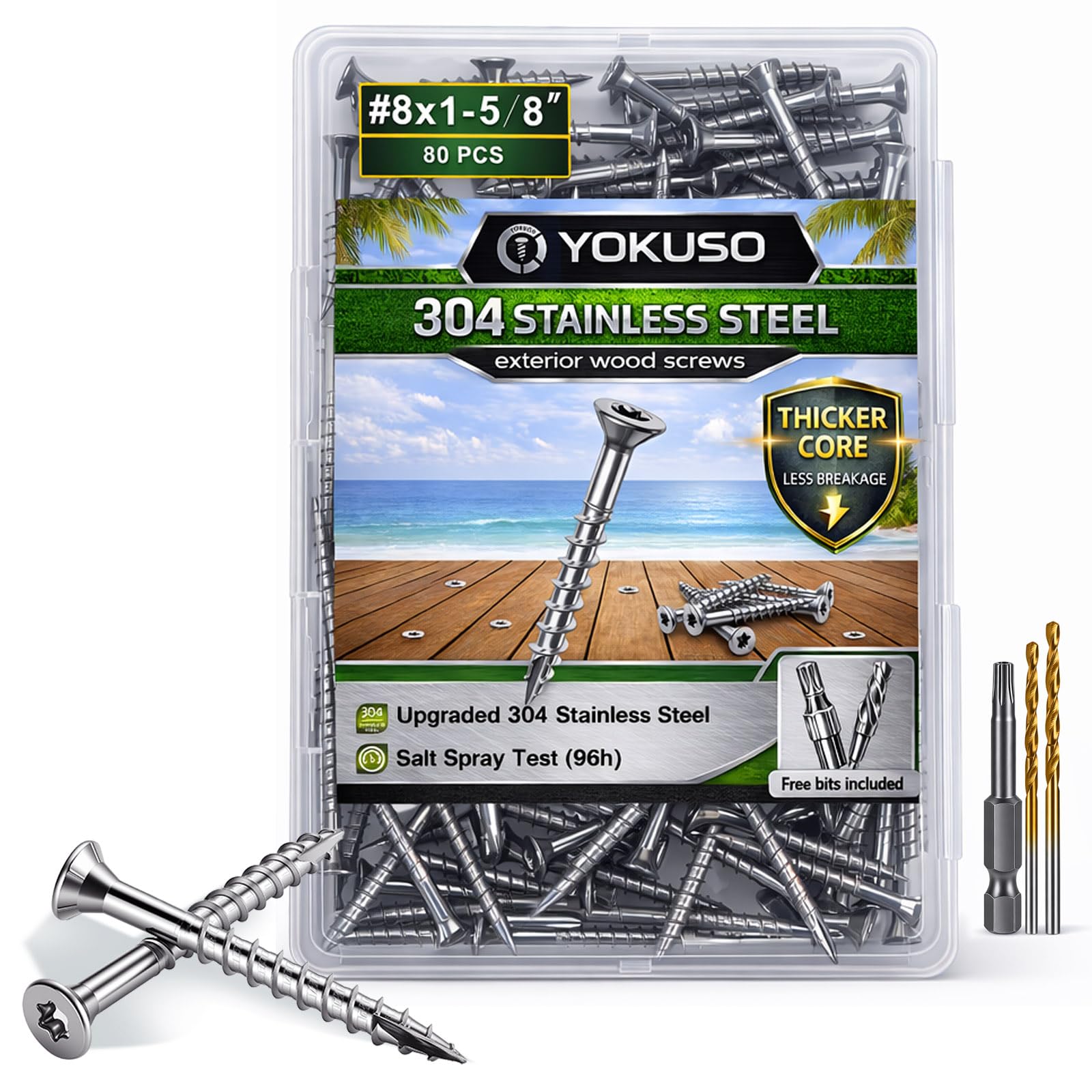 View 1 of #8 x 1-5/8" Stainless Steel Wood Screws 