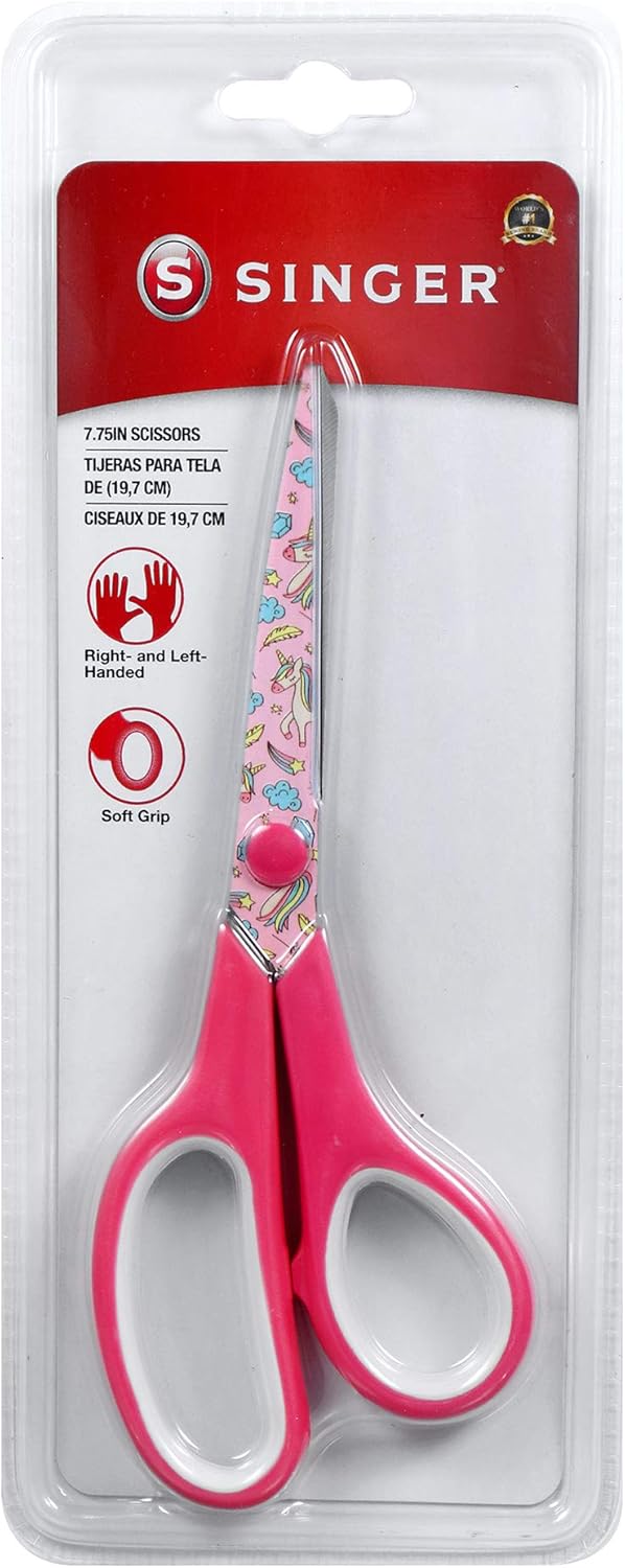 SINGER 7 Non-Stick Blades, Unicorn Print Scissors, Multi