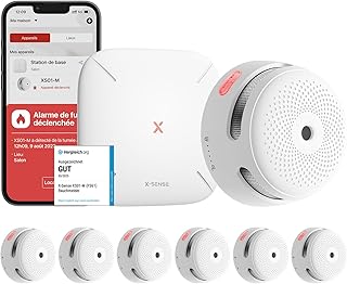X-Sense Détecteur de Fumée Connecté, Kit de Sécurité pour la Maison avec SBS50 Station de Base, Conforme à la Norme EN14604, Compatible avec l'Appli X-Sense Home Security, FS61