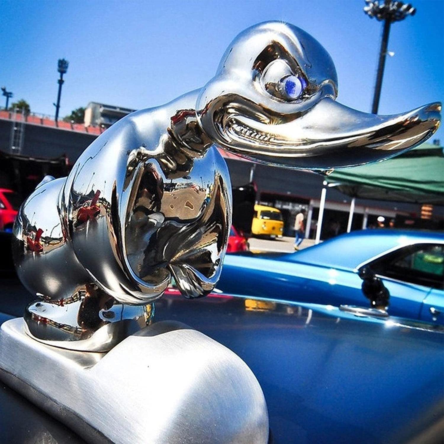 Angry Duck Auto-KüHlerfigur Auto-Fronthauben-Aufkleber Auto-Armaturenbrett-Dekor Ente DekorationszubehöR(Silver)