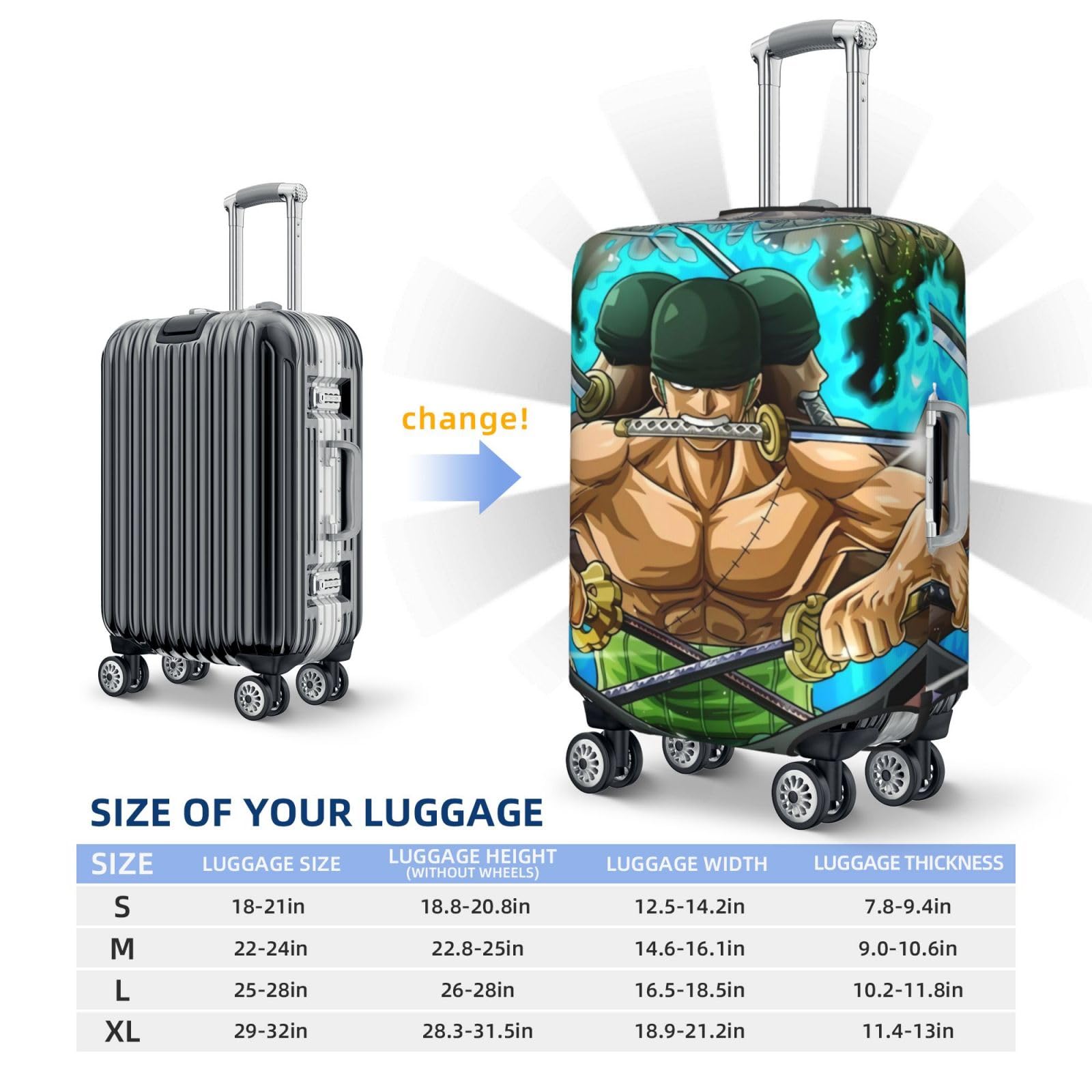 新品ONE PIECE ワンピース　キャリー　スーツケースカバー　ゾロver. Amazon.co.jp: スーツケースカバー ワンピース ゾロ十郎 One