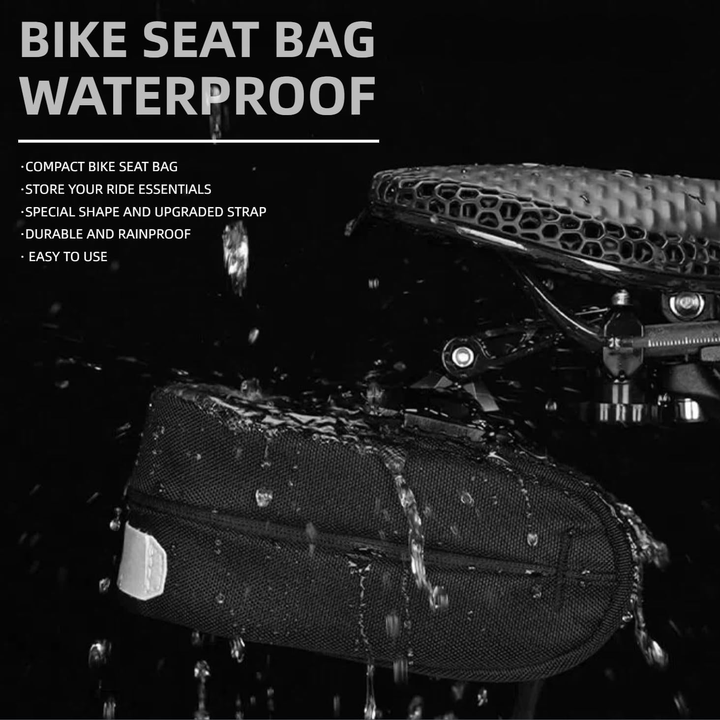 Bike Saddle Bag: Waterproof Small Bike Tail Bag Bicycle Under Seat Bag, 0.3L Adjustable Lightweight Cycling Accessories Pouch,Quick-release Tail Bag Cycling Seat Pack for Mountain Road Bikes