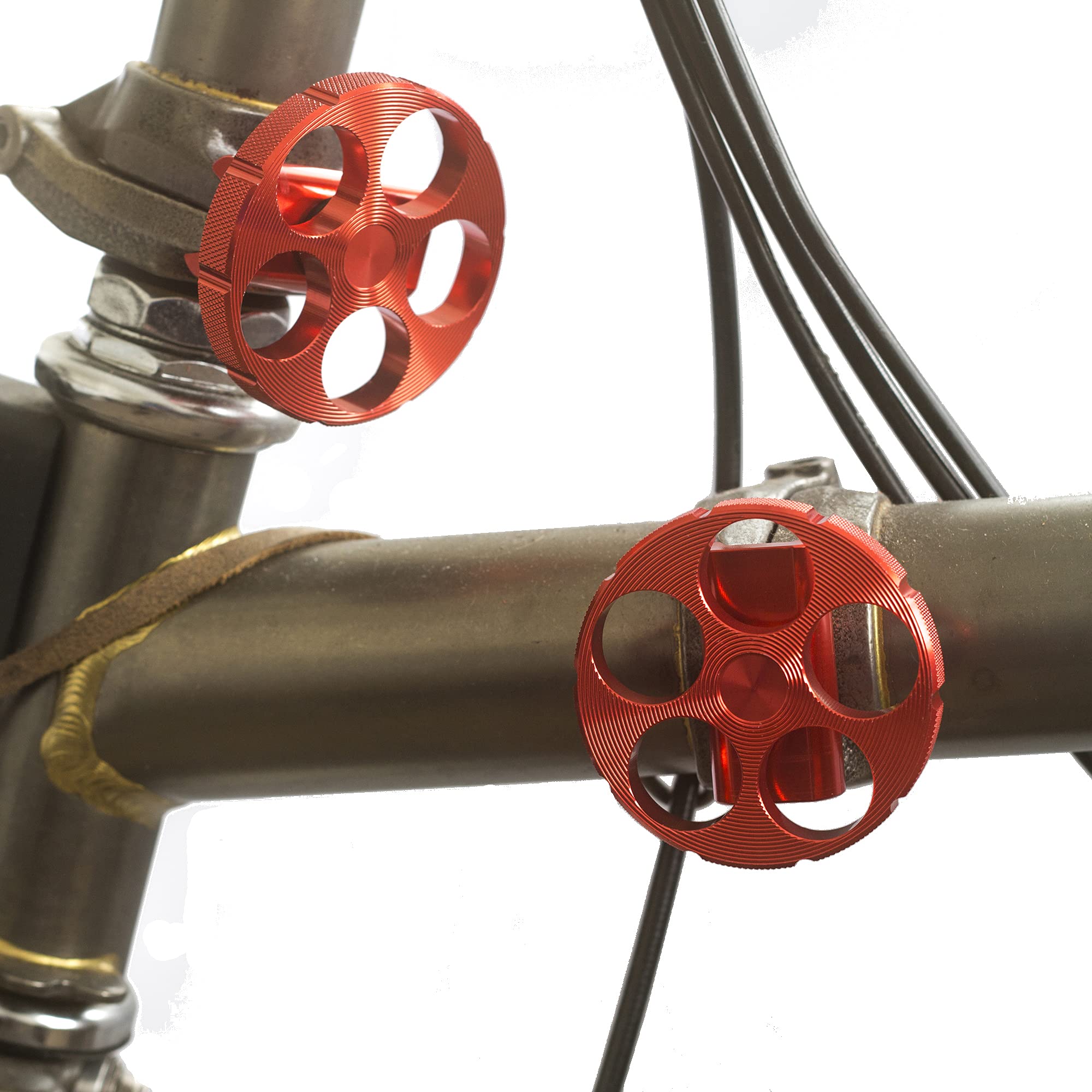 Hinge Clamp & Plate set for BROMPTON Titanium + Aluminium in RED