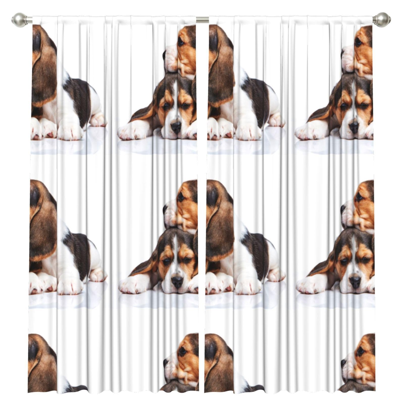 InOmak Cute Pets Beagle Puppies Dogs, 2 Panels Window Curtains 52 x 84 Inch Blackout Curtains for Living Room Bedroom