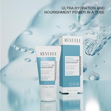Revuele Double Hyaluron + B5 Facial Moisturizer, Lightweight Hydrating Cream with Dual Hyaluronic Acid & Panthenol, For Soft and Smooth-Looking Skin 1.69 fl.oz