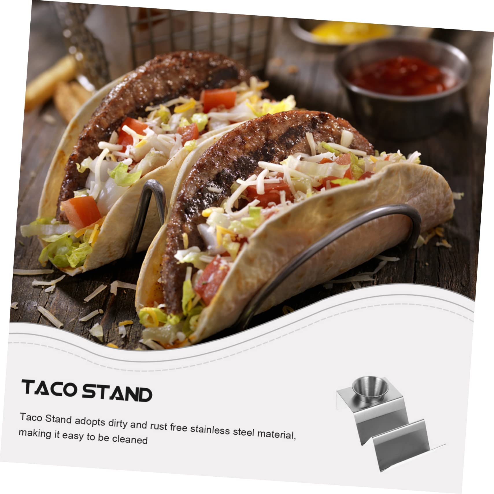 Alipis 1Set Shaped Stainless Steel Taco Holder Rack Pancake Stand for Serving Tacos Burritos and Sandwiches Compact Design for Easy Storage for Home and Parties