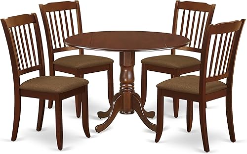 Miniatura 17 de East West Furniture DLDA5-WHI-C - Juego de comedor de 5 piezas que incluye una mesa de comedor redonda con gotas y 4 sillas tapizadas de tela