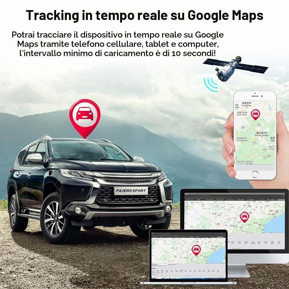 OBD Localizzatore GPS 4G, Monitoraggio in Tempo Reale/Geo-Fence Allarmi/App Gratuita, Sistema di Allarme per Auto, Plug&Play