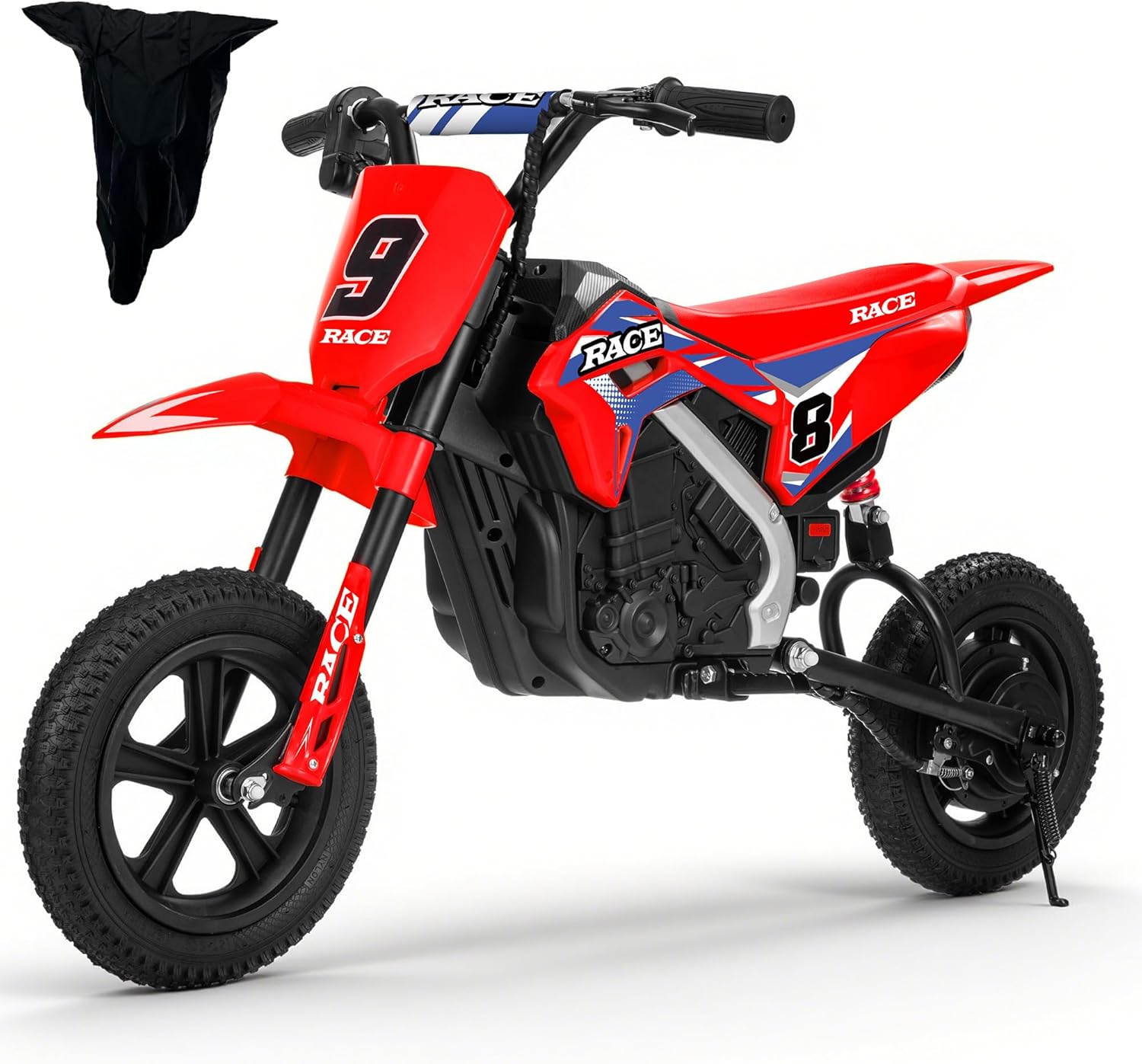 24V Electric Dirt Bike for Kids, 250W Electric Motorcycle Up to 11 MPH & 10 Miles Long-Range, Twist-Grip Throttle, 12" Knobby Tires, Spring Suspension, Music, Dark Green (Without Cover)