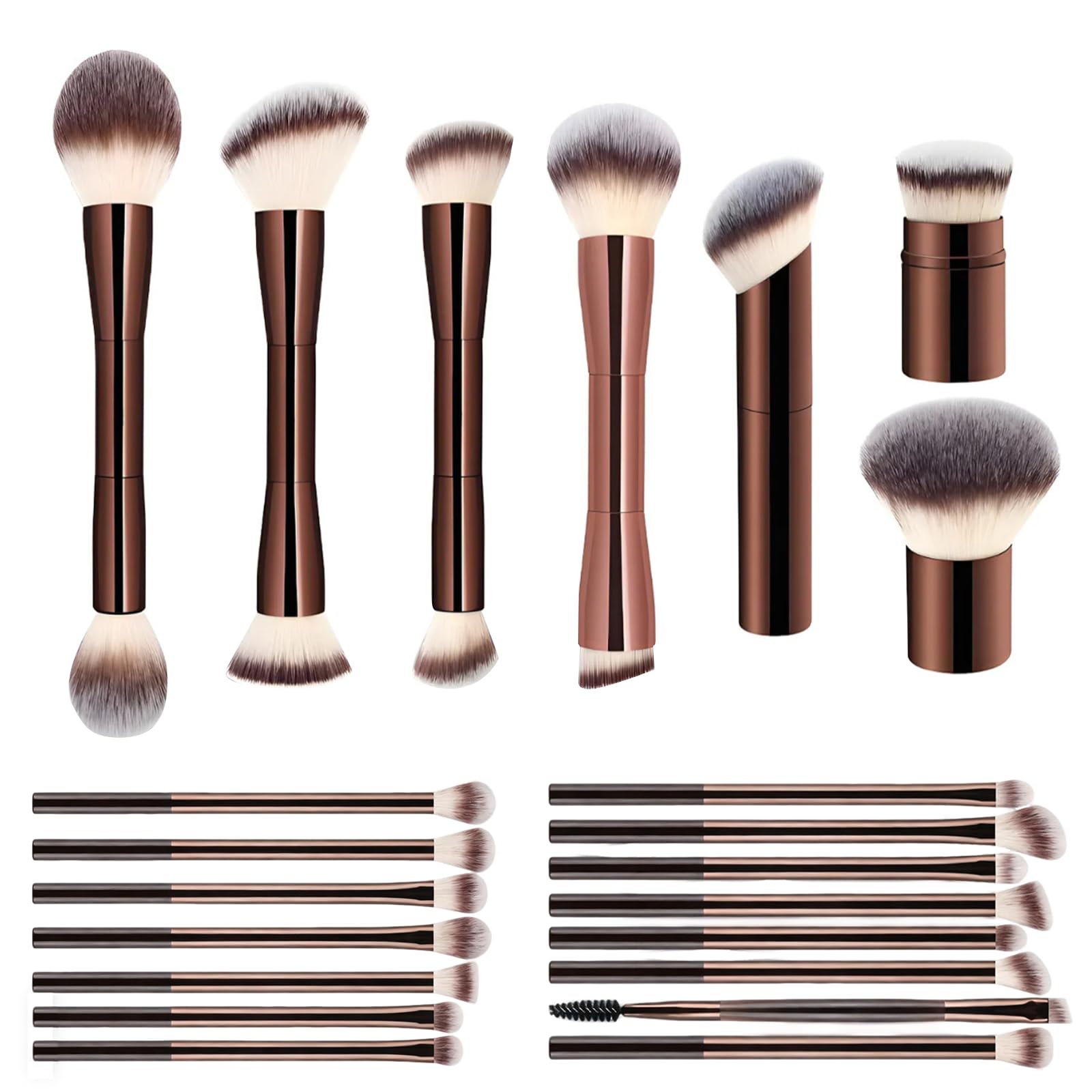 20 Piezas Brochas de Maquillaje, Brochas de Maquillaje Profesional, Juego de Brochas Profesionales, Incluye Brocha de Rubor y Sombra de Ojos, para Maquillaje Diario y Uso Profesional