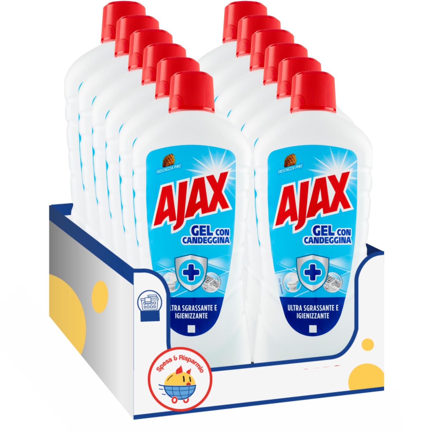 Gel detergente pavimenti profumato al pino con candeggina – Variazioni 4/8/12 Pezzi – Formato 1 Litro (12)