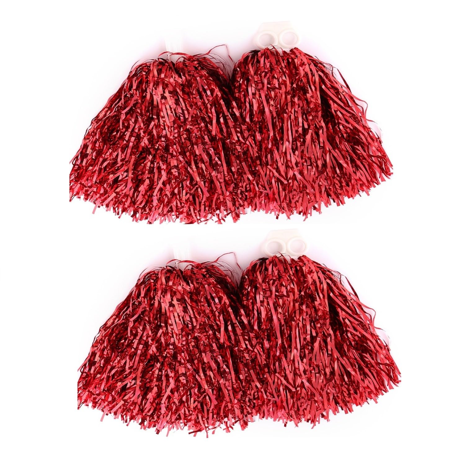 2 Pairs Cheerleading Poms Plastic Hand Flower Football Basketball Cheering Props Cheer Dance Decoration for Sports Competition Festival Celebration Masquerade Ball Party (Red)