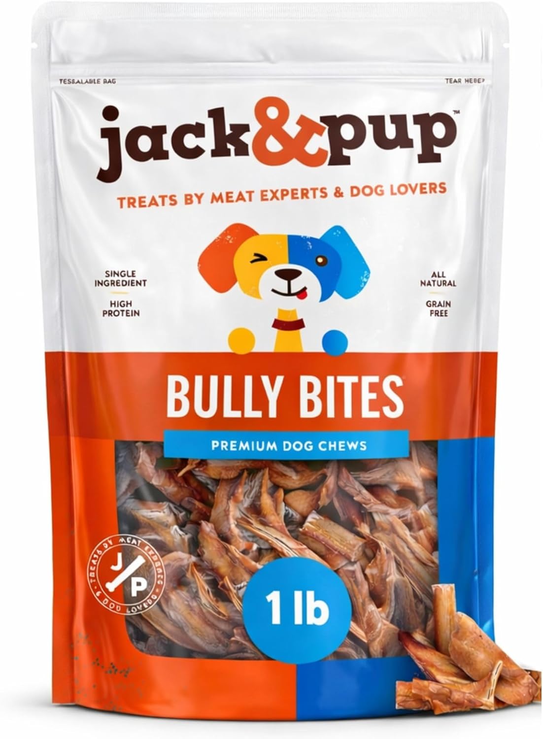 Jack&Pup Bully Bites (2 lb. Bag), Small Bully Sticks for Small Dogs, 1-3 Inch Chews for Puppies, Seniors and Smaller Dogs