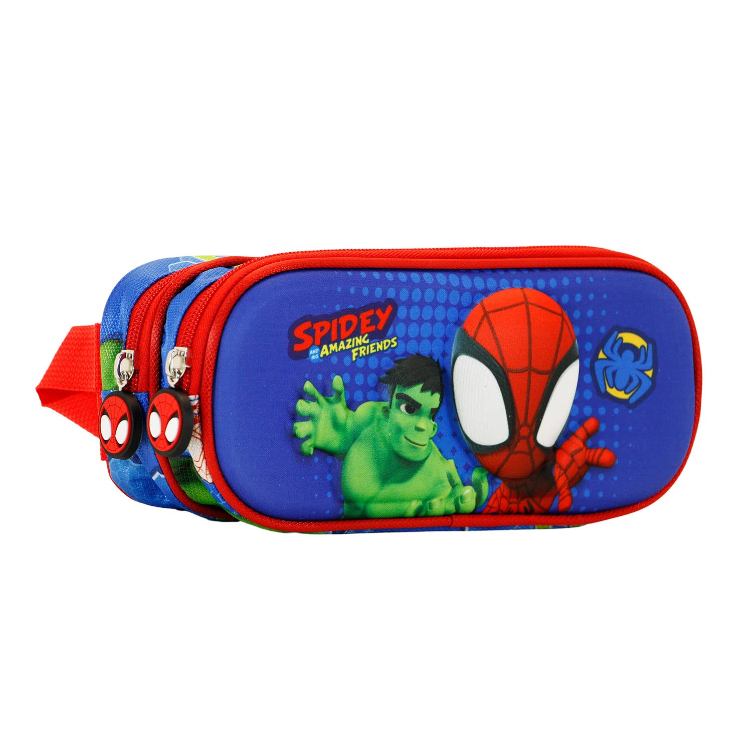 Marvel Spiderman Circles-Estuche Portatodo 3D Doble, Azul, 22 x 9.5 cm