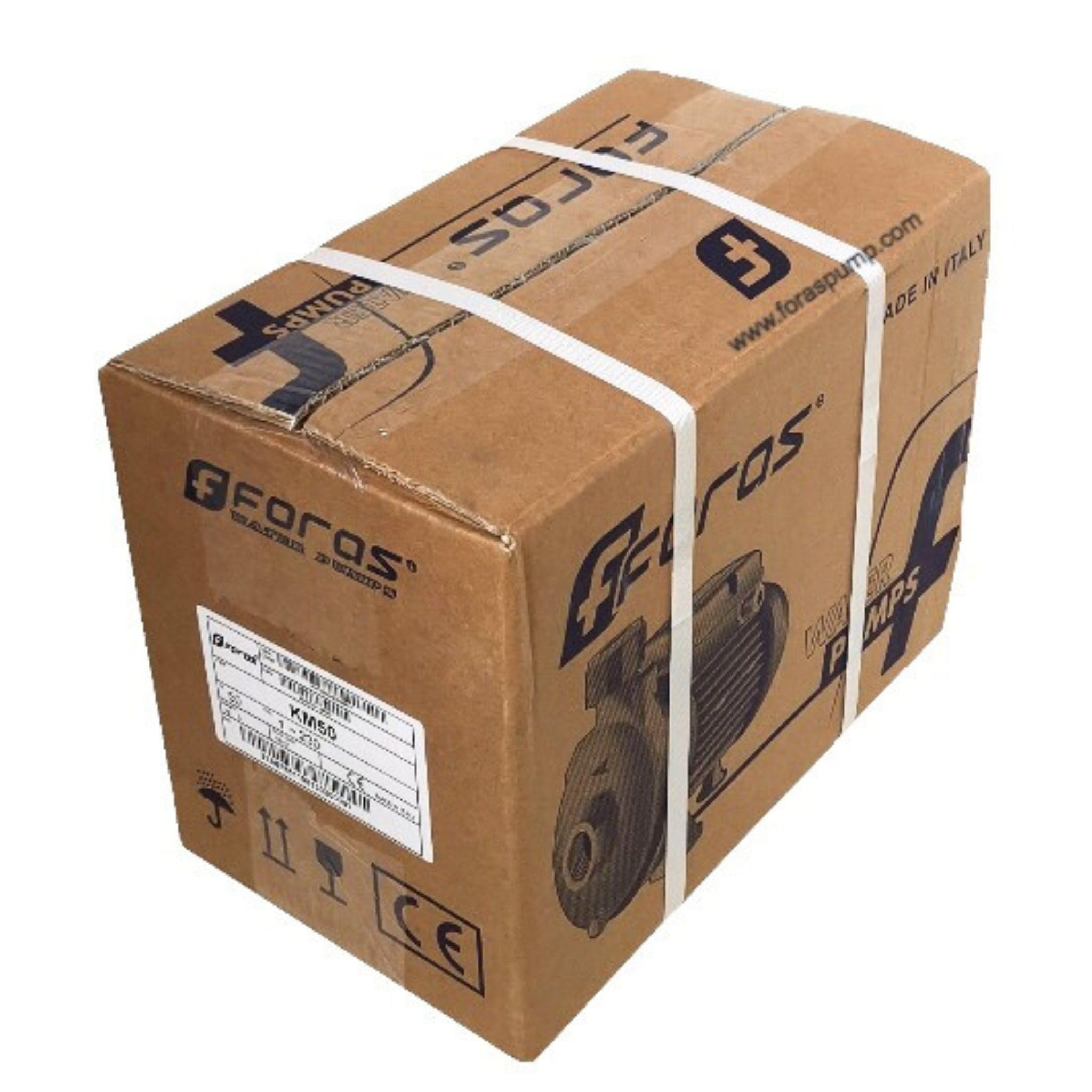 FORAS KM50 Pompe circulaire super silencieuse, fabriquée en Italie, fonctionnement continu, 230 V, 0,37 kW, 90 l/min, 21,5 m
