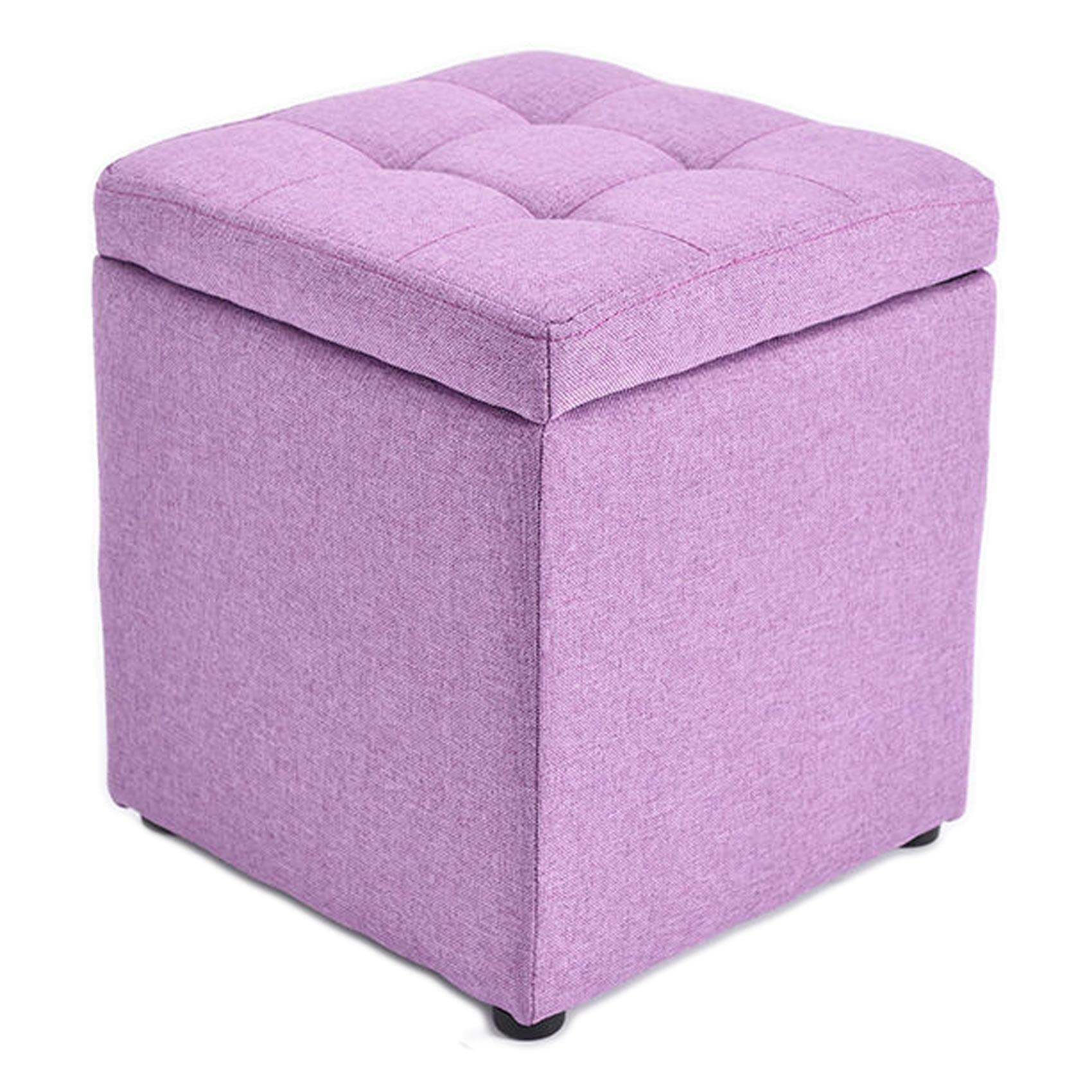Repose-pieds en lin violet avec coffre de rangement carré 30x30x35cm CHEWYNP