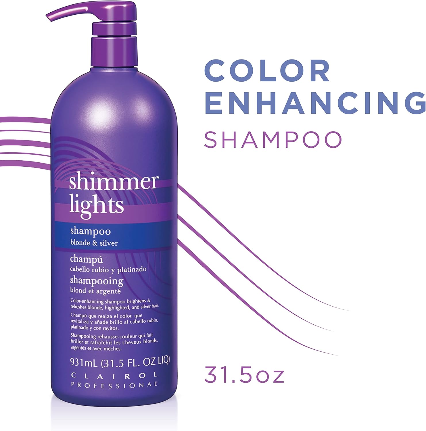 Clairol Shimmer Lights Shampoo, For Blonde And Silver Hair (931ml/ 31.5oz) - Image 3