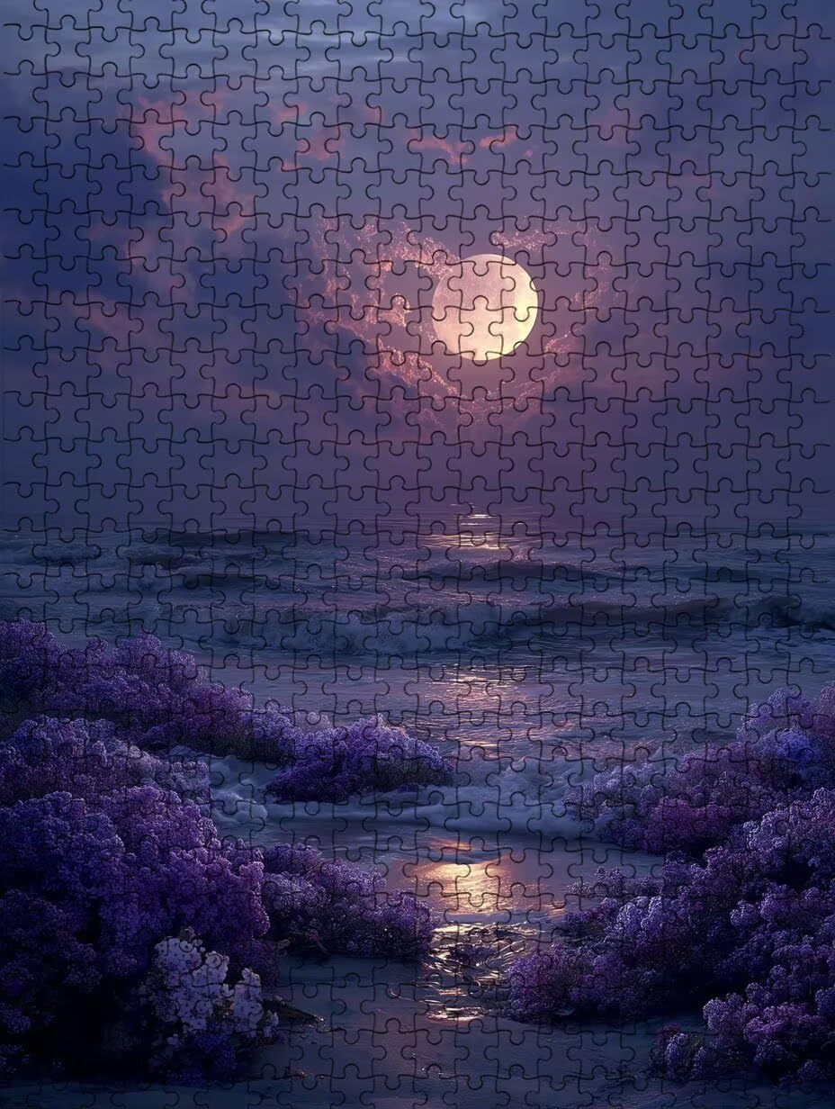 FNKL1-1186 Fioletowe kwiaty w morzu puzzle 2000 sztuk, puzzle dla dorosłych 2000, The Impossible Challenge, klasyczne edukacyjne, drewniane puzzle, do dekoracji ścian domu, prezent