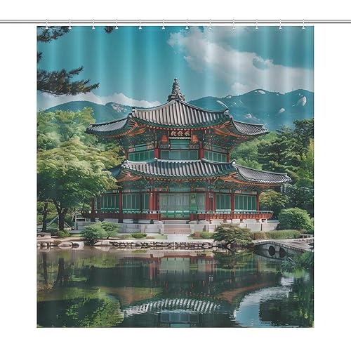 Korean Architecture Palace of Koreas Shower Curtain Waterproof Lightweight Bath