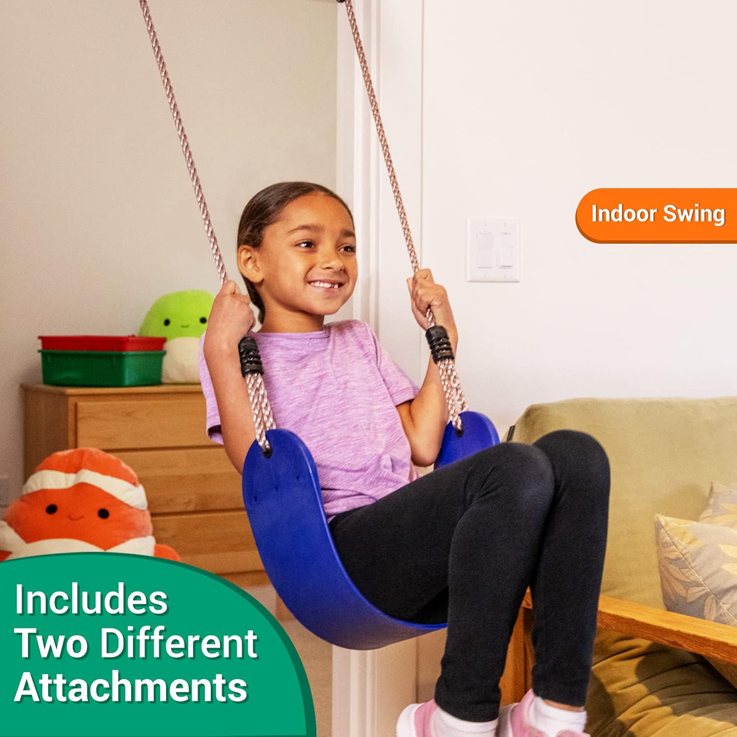 Gym 1 Deluxe Doorway Swing Set – All-in-One Indoor Gym and Playground for Kids and Adults – Two Attachments for Fun and Fitness Indoors: Pull-Up Bar and Plastic Swing – Color: Blue : Toys & Games