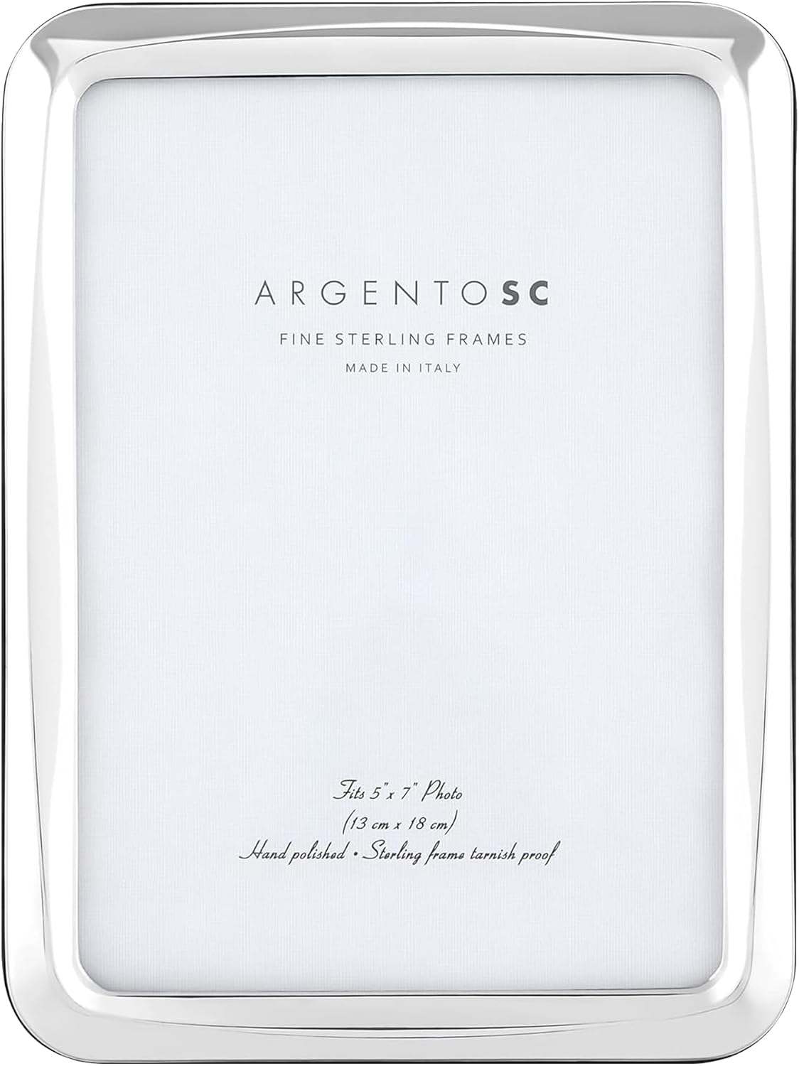 Modern Sterling Silver Picture Frames - Handmade in Italy, Tarnish-free, 5x7 Silver Picture Frame with Dual Easel for Portrait & Landscape Display, Exceptional Gift for Any Occasion