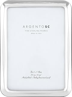 Modern Sterling Silver Picture Frames - Handmade in Italy, Tarnish-free, 5x7 Silver Picture Frame with Dual Easel for Portrait & Landscape Display, Exceptional Gift for Any Occasion